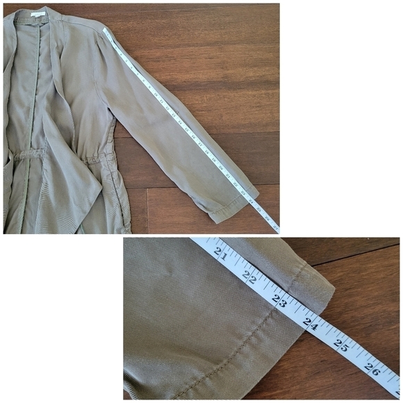 Gilli Open Drape-Front Tencel Adjustable Sleeve Jacket Women's Size L Olive - Picture 8 of 8